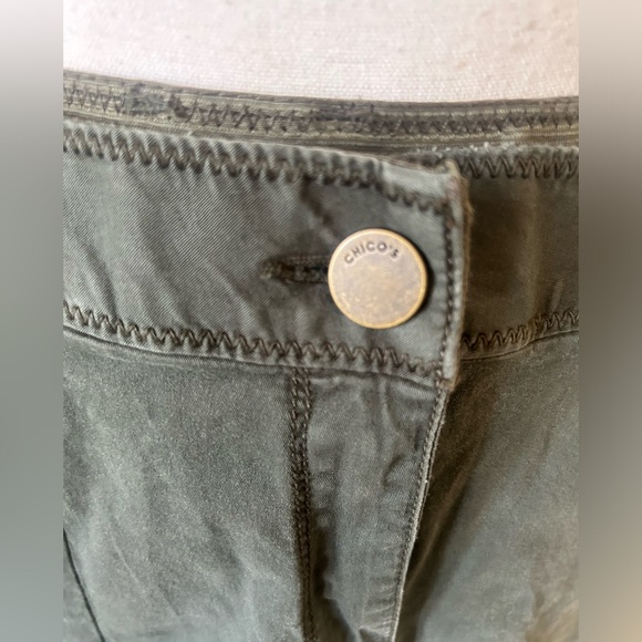 Chicos‎ Womens Pants straight ankle-length Size 2.5 (12/14) Green Pockets Button - Picture 3 of 16